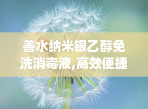 善水纳米银乙醇免洗消毒液,高效便捷的消毒新选择