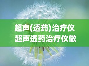 超声(透药)治疗仪 超声透药治疗仪做多久一次
