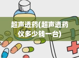 超声透药(超声透药仪多少钱一台)