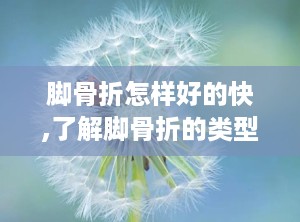 脚骨折怎样好的快,了解脚骨折的类型与治疗