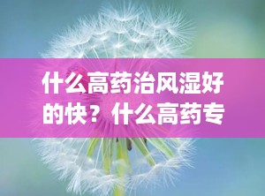 什么高药治风湿好的快？什么高药专治风湿病