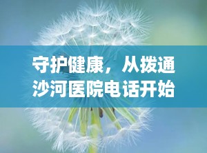 守护健康，从拨通沙河医院电话开始（沙河医院电话24小时咨询）