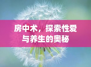 房中术，探索性爱与养生的奥秘