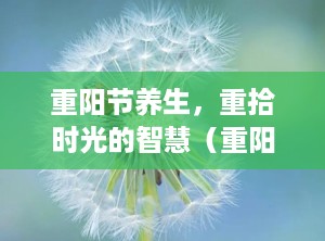 重阳节养生，重拾时光的智慧（重阳节养生小知识）