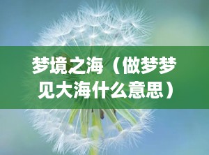 梦境之海（做梦梦见大海什么意思）