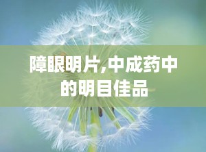 障眼明片,中成药中的明目佳品