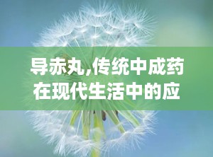 导赤丸,传统中成药在现代生活中的应用