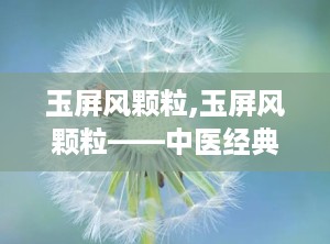 玉屏风颗粒,玉屏风颗粒——中医经典方剂在现代生活中的应用