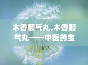 木香顺气丸,木香顺气丸——中医药宝库中的瑰宝