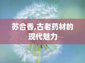苏合香,古老药材的现代魅力