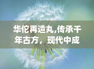 华佗再造丸,传承千年古方，现代中成药瑰宝