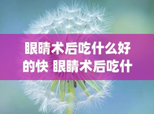 眼晴术后吃什么好的快 眼睛术后吃什么比较好
