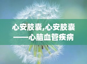 心安胶囊,心安胶囊——心脑血管疾病的克星