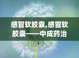 感冒软胶囊,感冒软胶囊——中成药治疗风寒感冒的优选