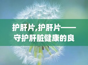 护肝片,护肝片——守护肝脏健康的良药