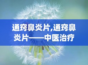 通窍鼻炎片,通窍鼻炎片——中医治疗鼻炎的良方