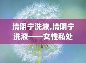 清阴宁洗液,清阴宁洗液——女性私处护理的贴心伴侣