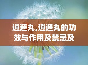 逍遥丸,逍遥丸的功效与作用及禁忌及副作用