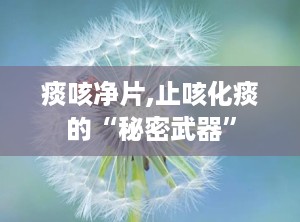 痰咳净片,止咳化痰的“秘密武器”