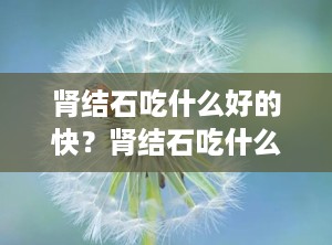 肾结石吃什么好的快？肾结石吃什么好的快一点