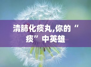 清肺化痰丸,你的“痰”中英雄