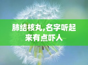 肺结核丸,名字听起来有点吓人