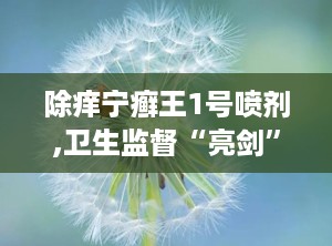 除痒宁癣王1号喷剂,卫生监督“亮剑”