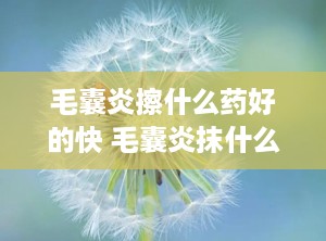 毛囊炎擦什么药好的快 毛囊炎抹什么药啊