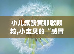 小儿氨酚黄那敏颗粒,小宝贝的“感冒小助手”