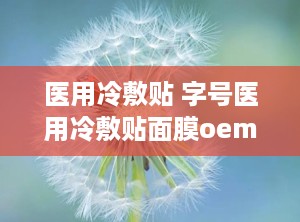 医用冷敷贴 字号医用冷敷贴面膜oem贴牌代加工,你的私人小医生