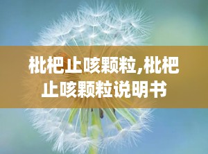 枇杷止咳颗粒,枇杷止咳颗粒说明书