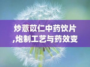 炒薏苡仁中药饮片,炮制工艺与药效变化的探究