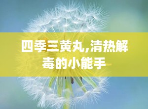 四季三黄丸,清热解毒的小能手