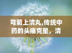 芎菊上清丸,传统中药的头痛克星，清热解表，散风止痛