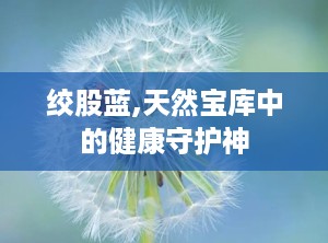 绞股蓝,天然宝库中的健康守护神