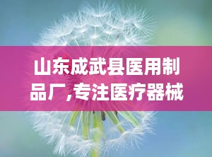 山东成武县医用制品厂,专注医疗器械，铸就品质典范