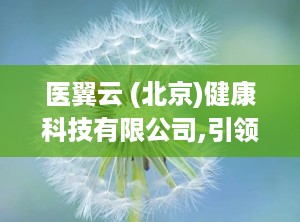 医翼云 (北京)健康科技有限公司,引领医养结合创新，赋能养老产业升级