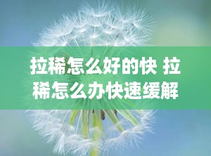 拉稀怎么好的快 拉稀怎么办快速缓解