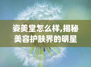 姿美堂怎么样,揭秘美容护肤界的明星品牌