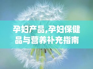 孕妇产品,孕妇保健品与营养补充指南