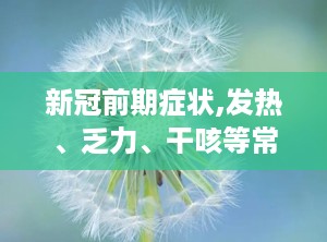 新冠前期症状,发热、乏力、干咳等常见表现