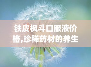 铁皮枫斗口服液价格,珍稀药材的养生价格解析