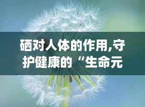 硒对人体的作用,守护健康的“生命元素”