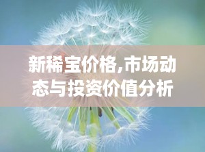 新稀宝价格,市场动态与投资价值分析”