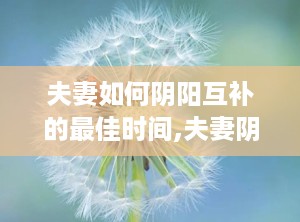 夫妻如何阴阳互补的最佳时间,夫妻阴阳互补的最佳时机与实用方法