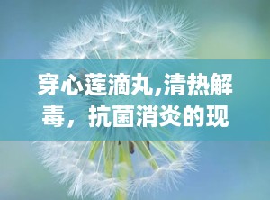 穿心莲滴丸,清热解毒，抗菌消炎的现代中药制剂详解