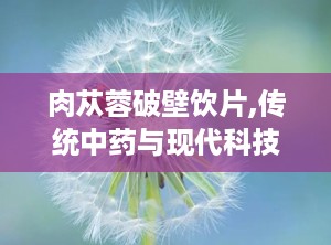 肉苁蓉破壁饮片,传统中药与现代科技的完美结合
