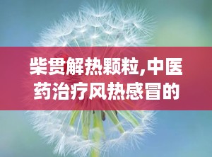 柴贯解热颗粒,中医药治疗风热感冒的特效良药