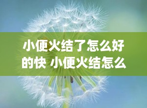 小便火结了怎么好的快 小便火结怎么办