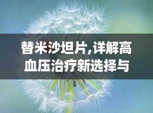 替米沙坦片,详解高血压治疗新选择与用药指南